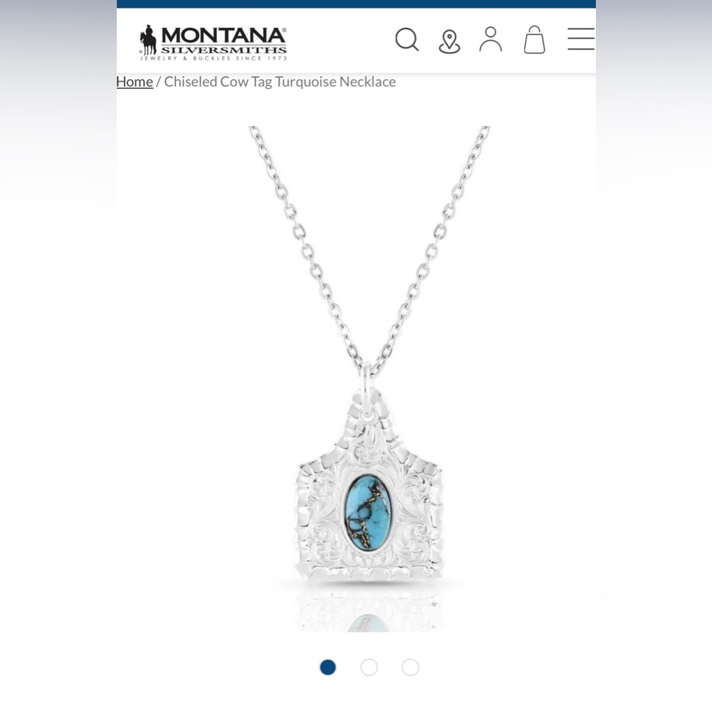 Montana Silversmiths Chiseled Cow Tag Turquoise Necklace